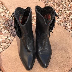 Zodiac Black Fringe Booties